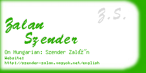 zalan szender business card